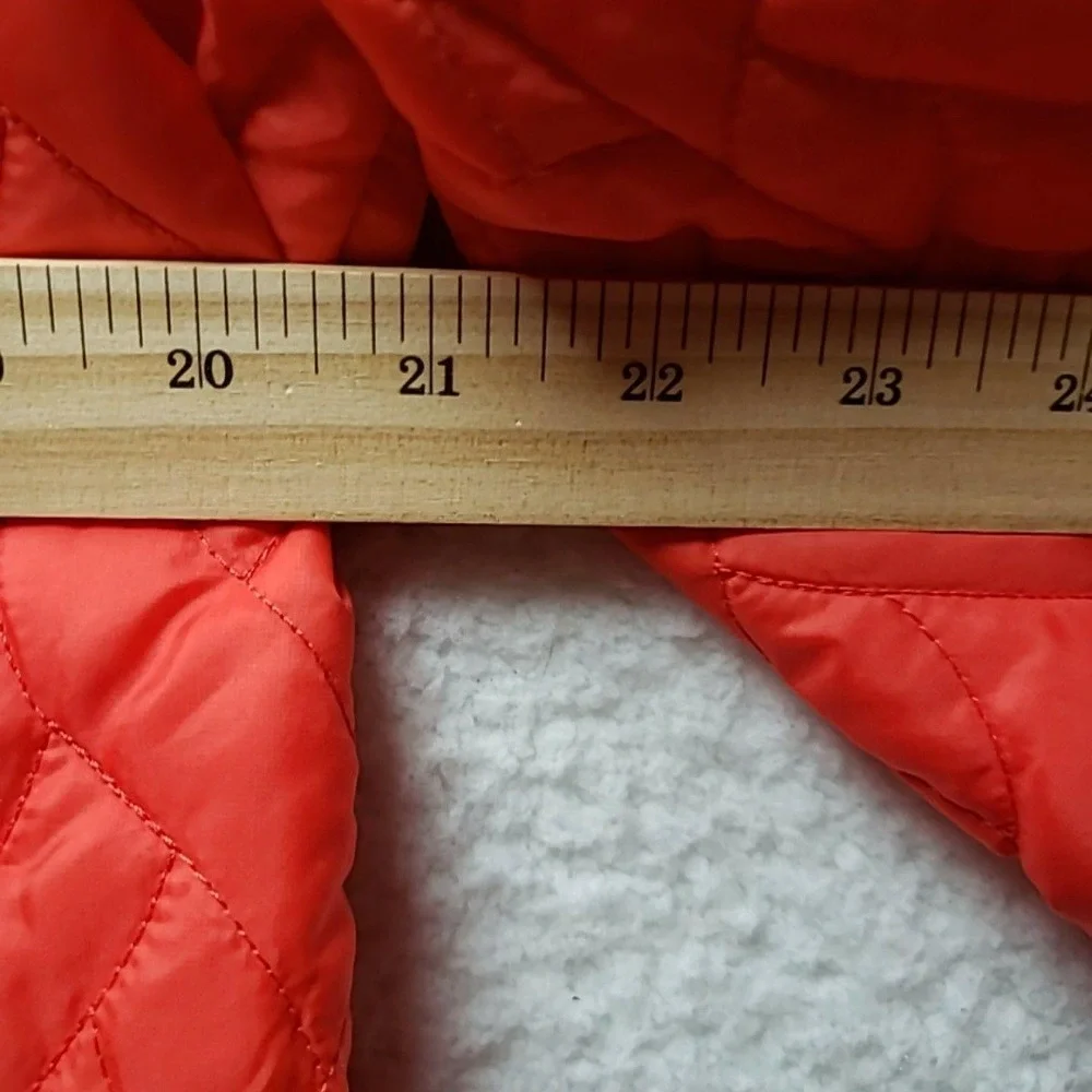 Lands' End Jacket Youth Medium 10-12 Orange Quilted Full Zip Pockets Insulated